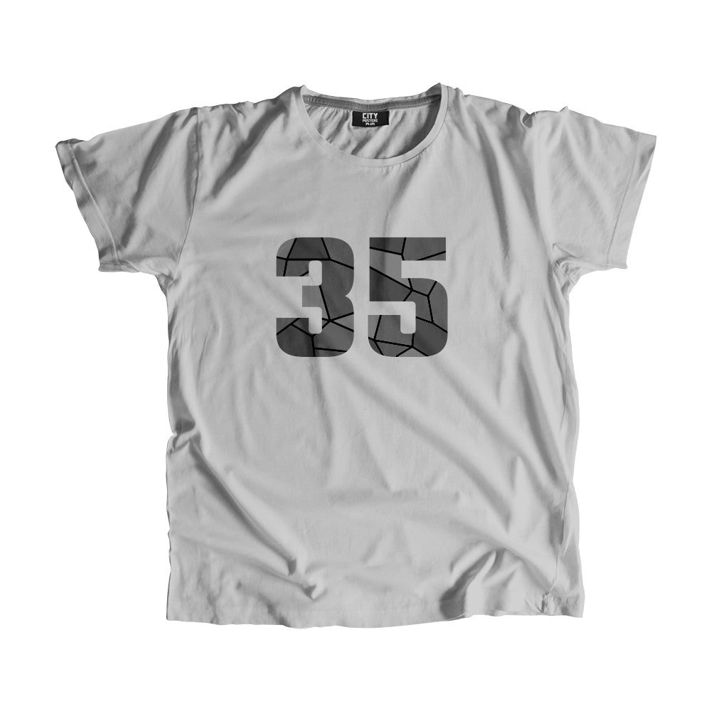 35 Number Men Unisex T-Shirt  (Melange Grey)| Classic Numeric Graphic Tee