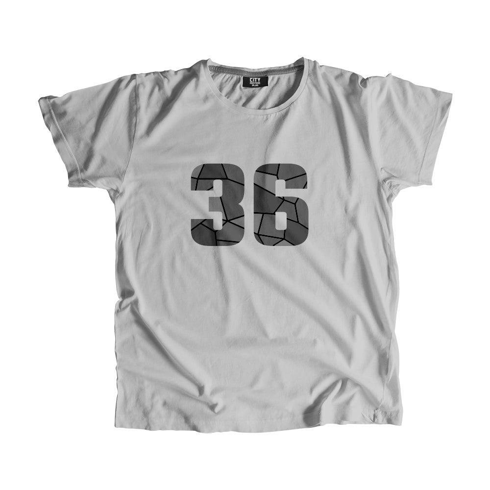 36 Number Men Unisex T-Shirt  (Melange Grey)| Classic Numeric Graphic Tee