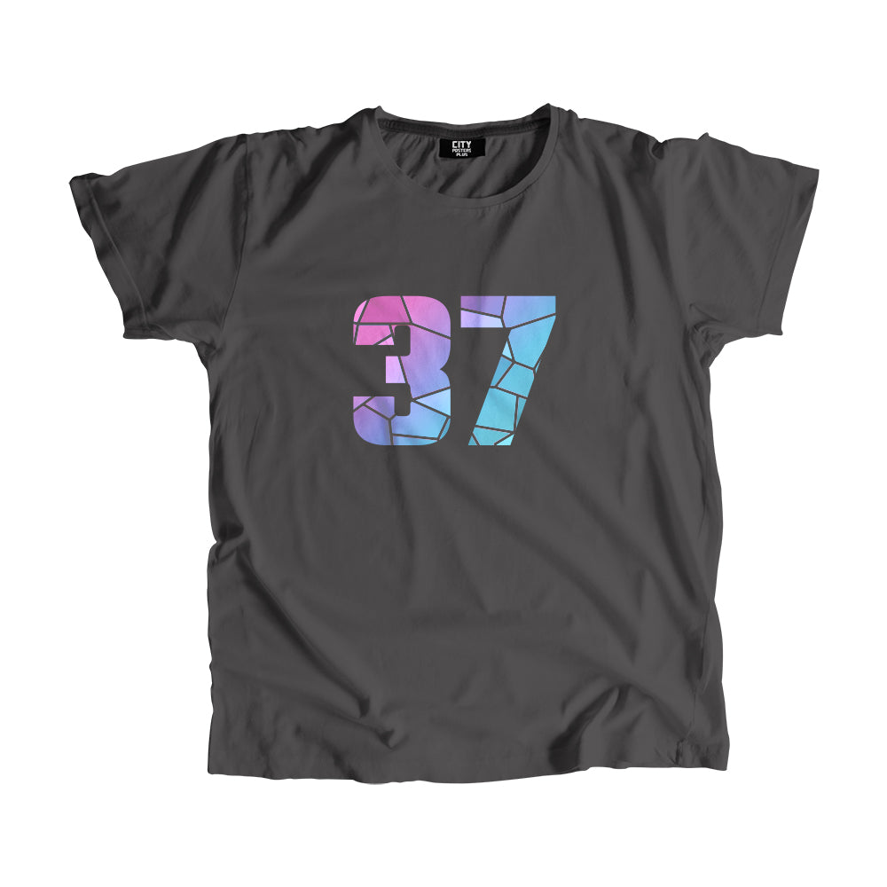 37 Number Men Unisex T-Shirt  (Charcoal Grey)| Classic Numeric Graphic Tee