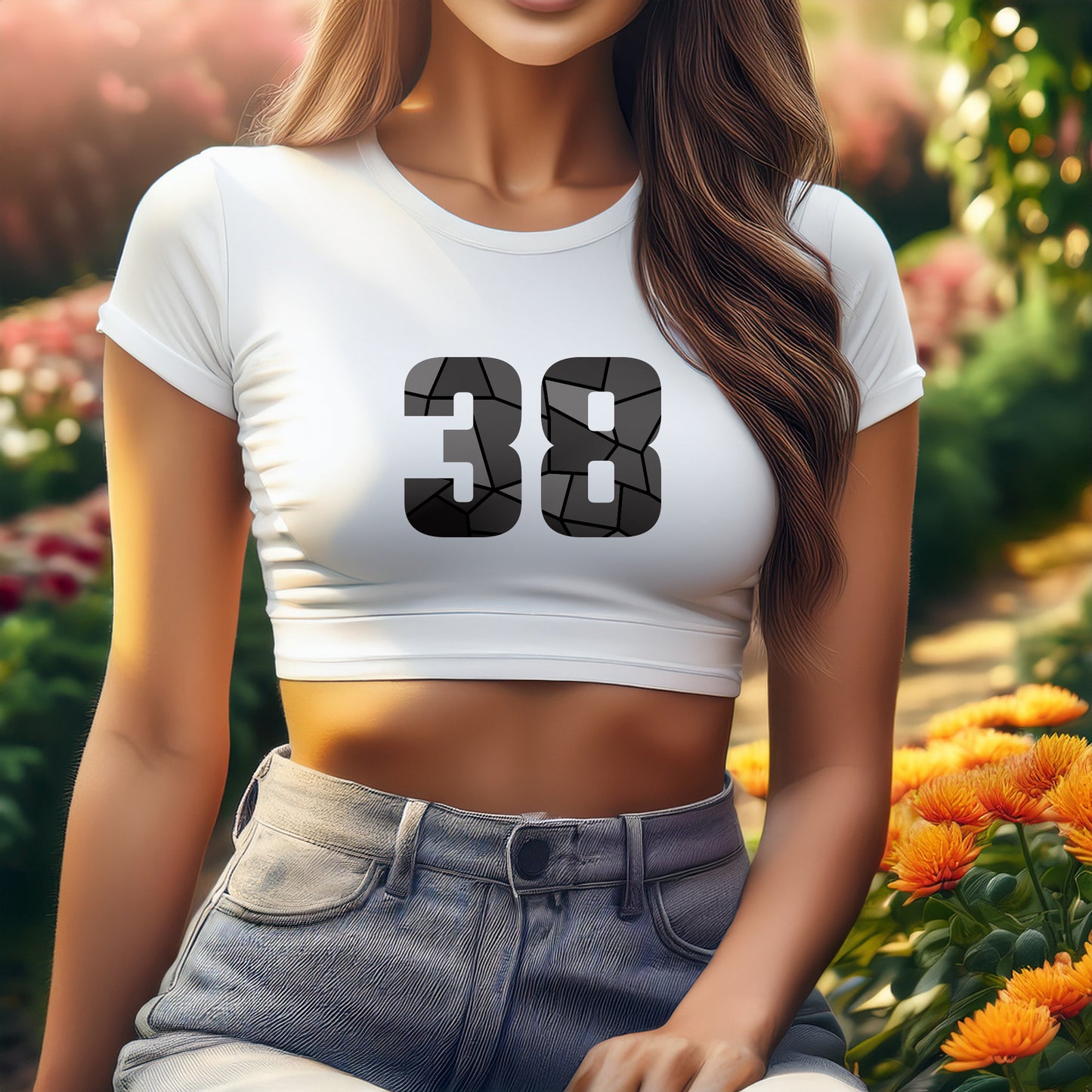 City Posters Plus 38 Number Women Crop Top (White)