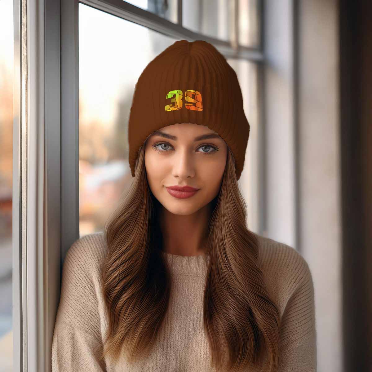 39 Number Beanie | Modern Numeric Knit Winter Hat | Beanies Plus by City Posters Plus