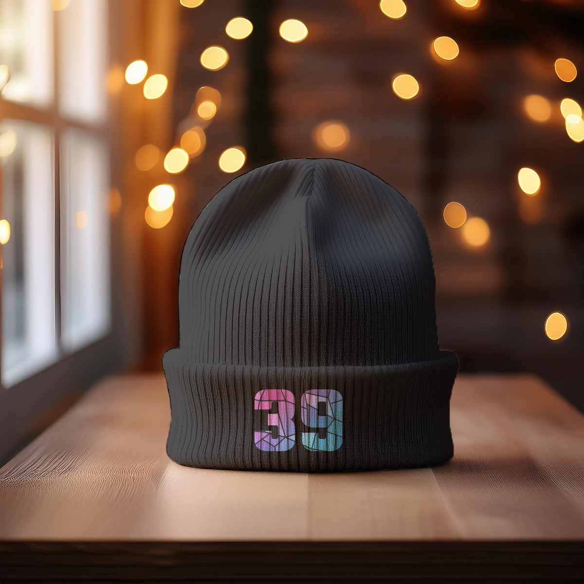 39 Number Cuffed Beanie (Dark Grey)