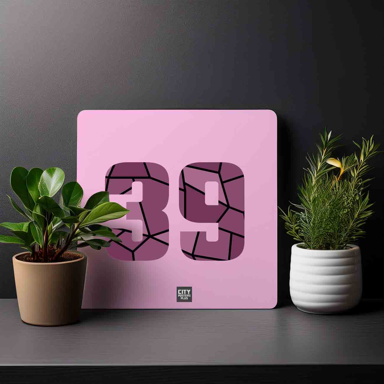 39 Number Mousepad (Light Pink)