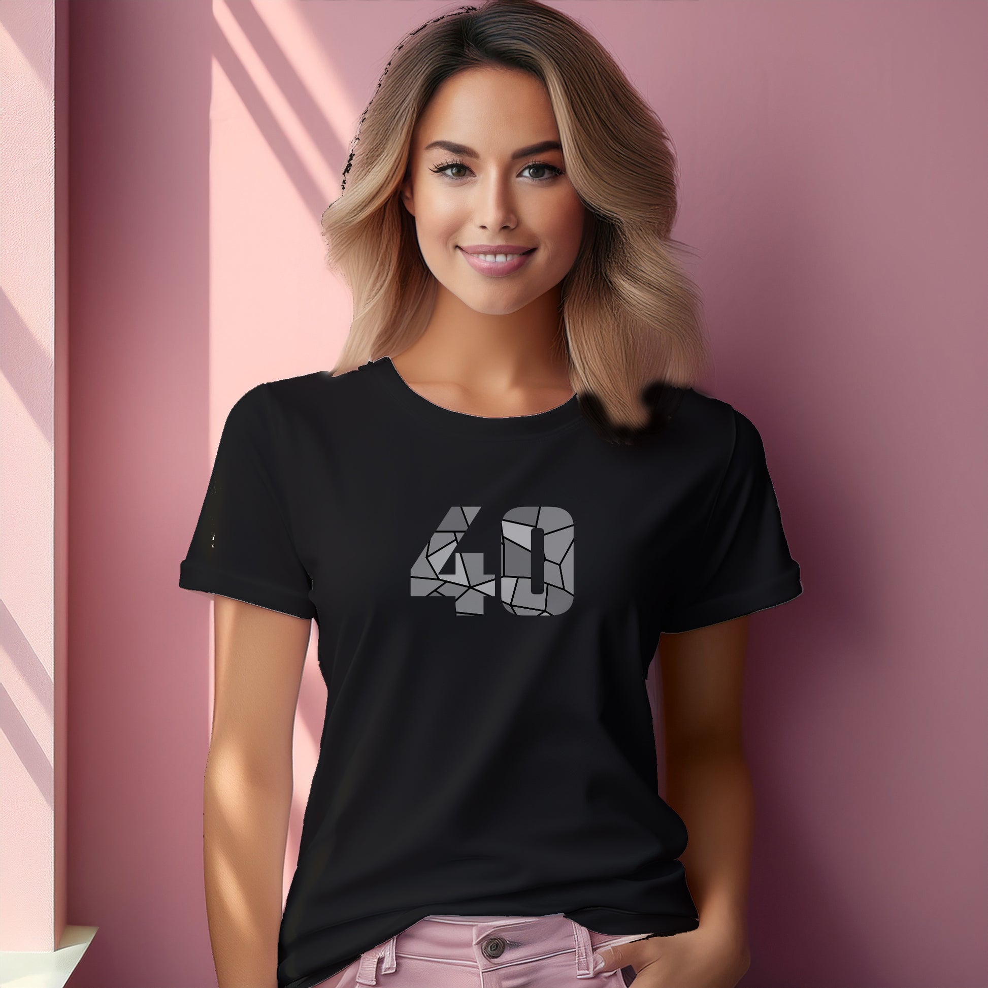 40 Number Women T-Shirt (Black) | Stylish Numeric Graphic Tee