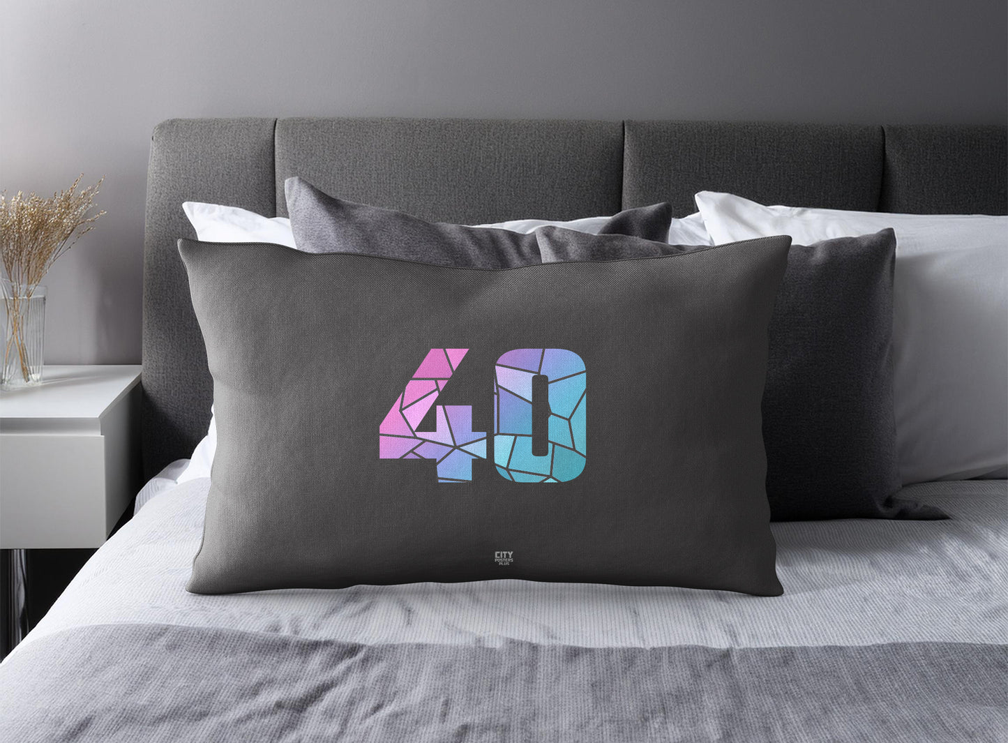 40 Number Square & Rectangle Pillow Cases | Modern Numeric Throw Pillow Covers | Print Deliver Plus by City Posters Plus