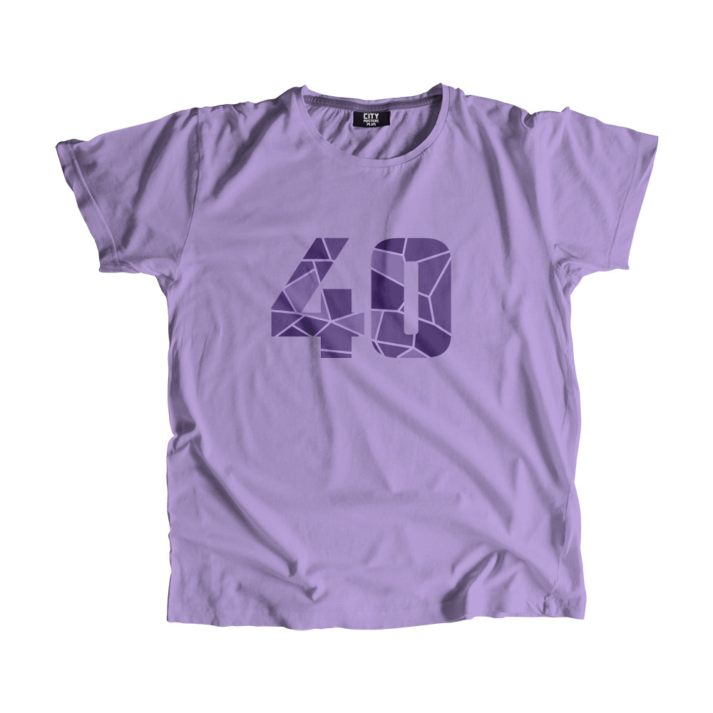 40 Number Men Unisex T-Shirt  (Iris Lavender)| Classic Numeric Graphic Tee
