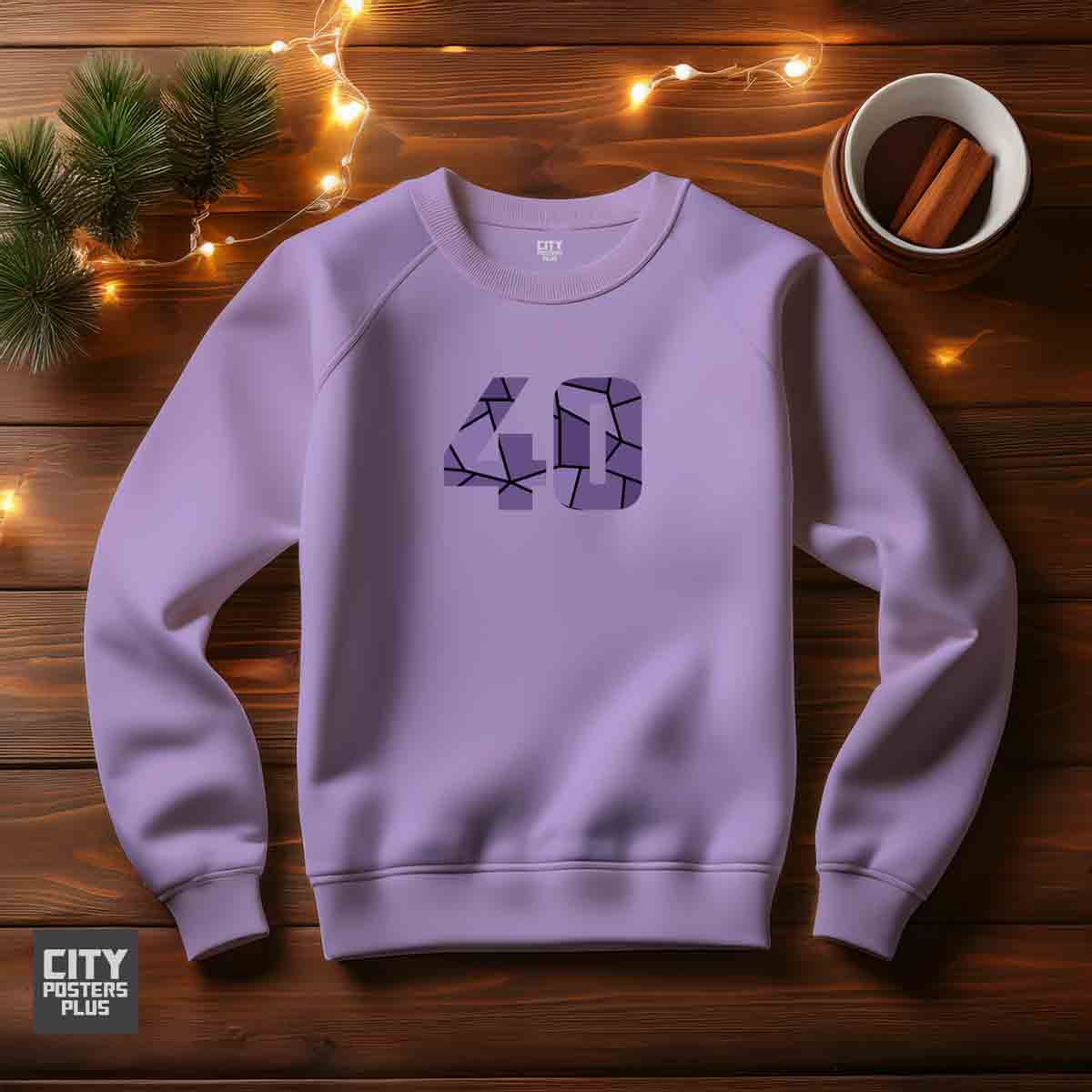 40 Number Unisex Sweatshirt (Iris Lavender)  Premium Graphic Crewneck
