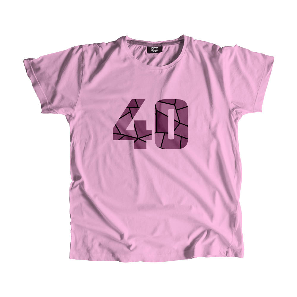 40 Number Men Unisex T-Shirt  (Light Pink)| Classic Numeric Graphic Tee
