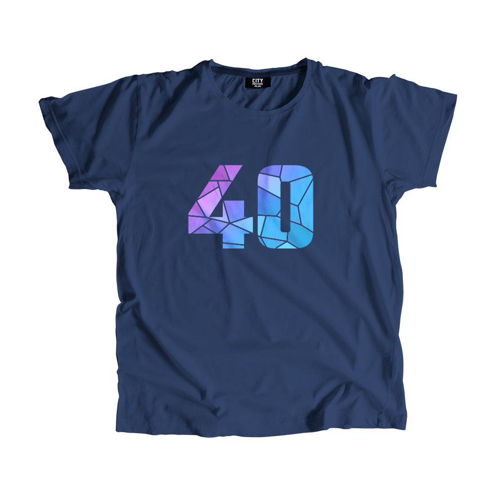 40 Number Men Unisex T-Shirt  (Navy Blue)| Classic Numeric Graphic Tee