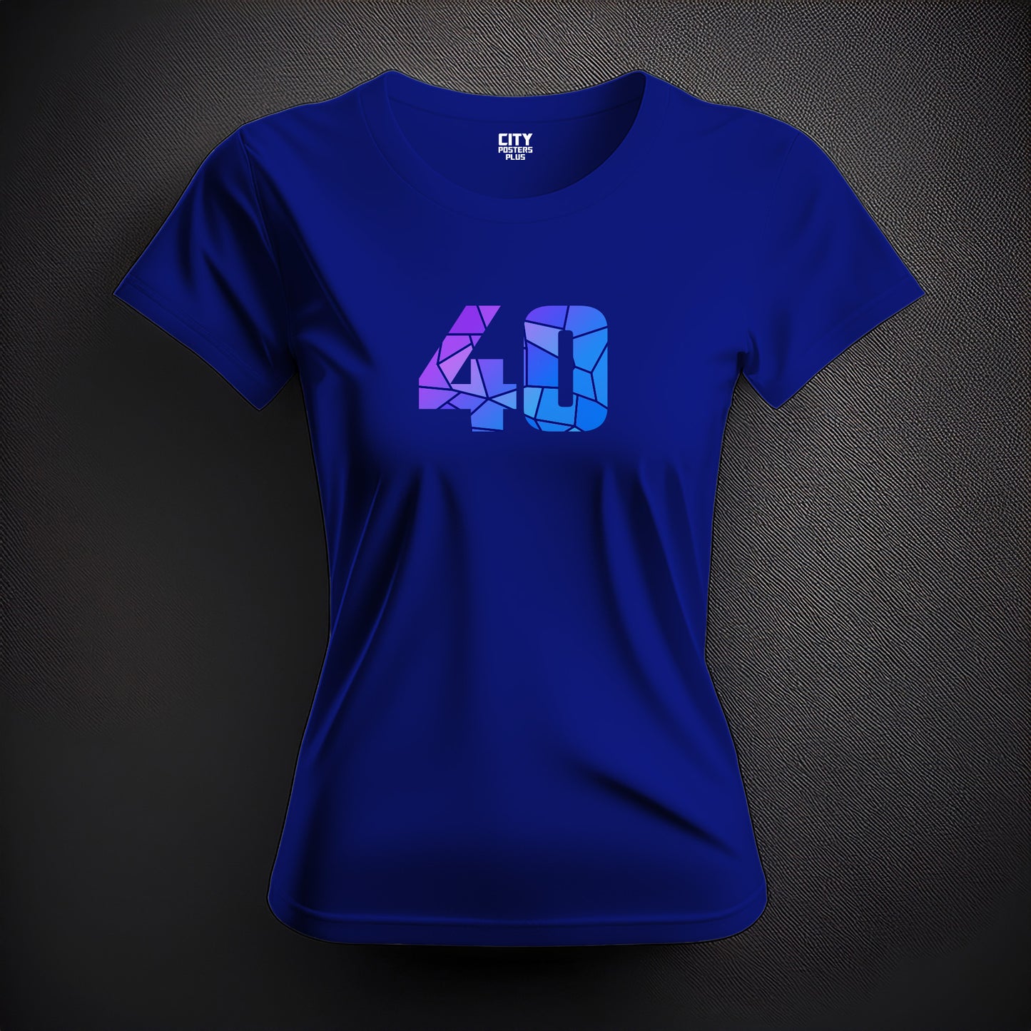 City Posters Plus 40 Number Women T-Shirt (Royal Blue) | Stylish Numeric Graphic Tee