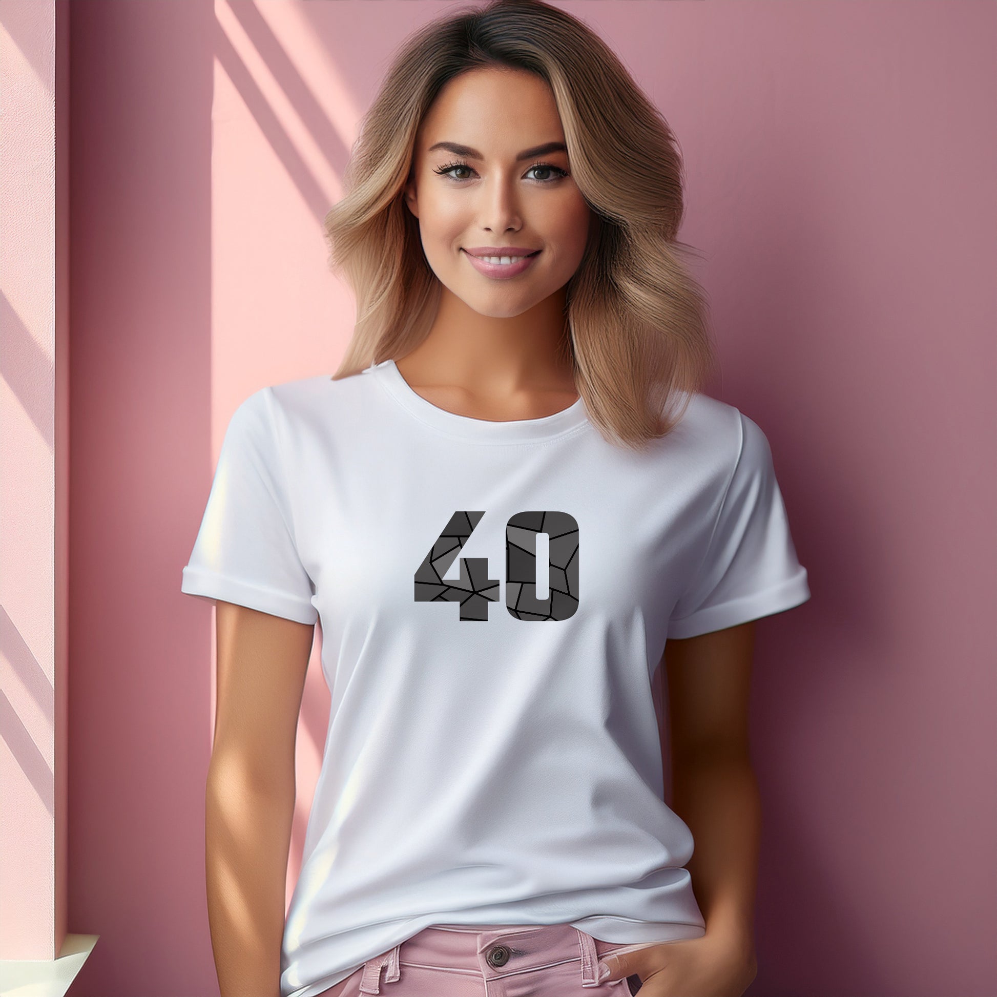 40 Number Women T-Shirt (White) | Stylish Numeric Graphic Tee