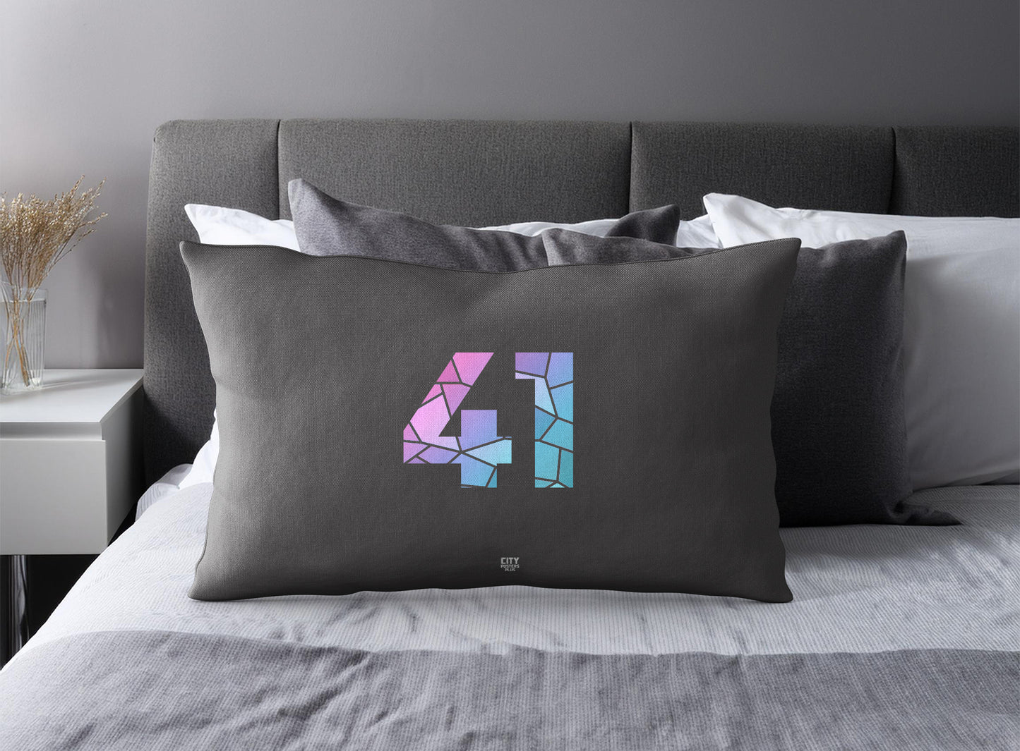 41 Number Square & Rectangle Pillow Cases | Modern Numeric Throw Pillow Covers | Print Deliver Plus by City Posters Plus