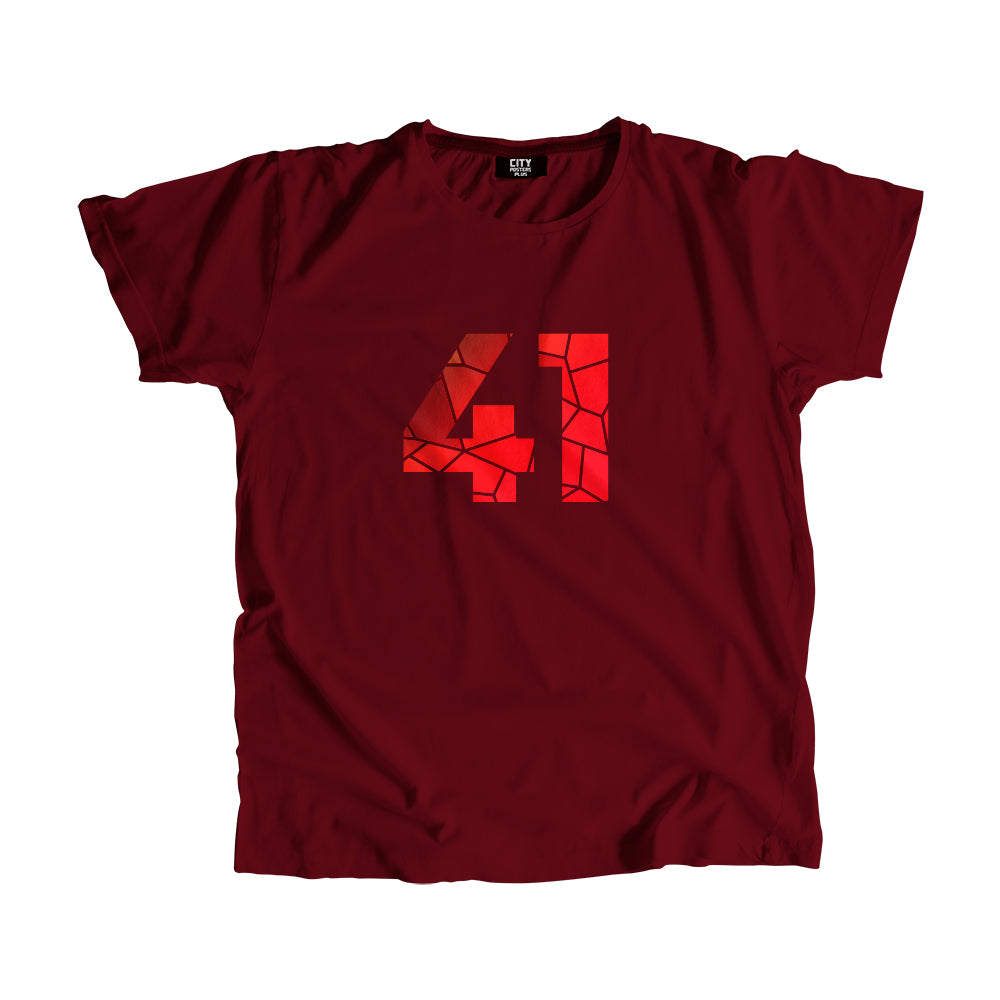 41 Number Men Unisex T-Shirt  (Maroon)| Classic Numeric Graphic Tee