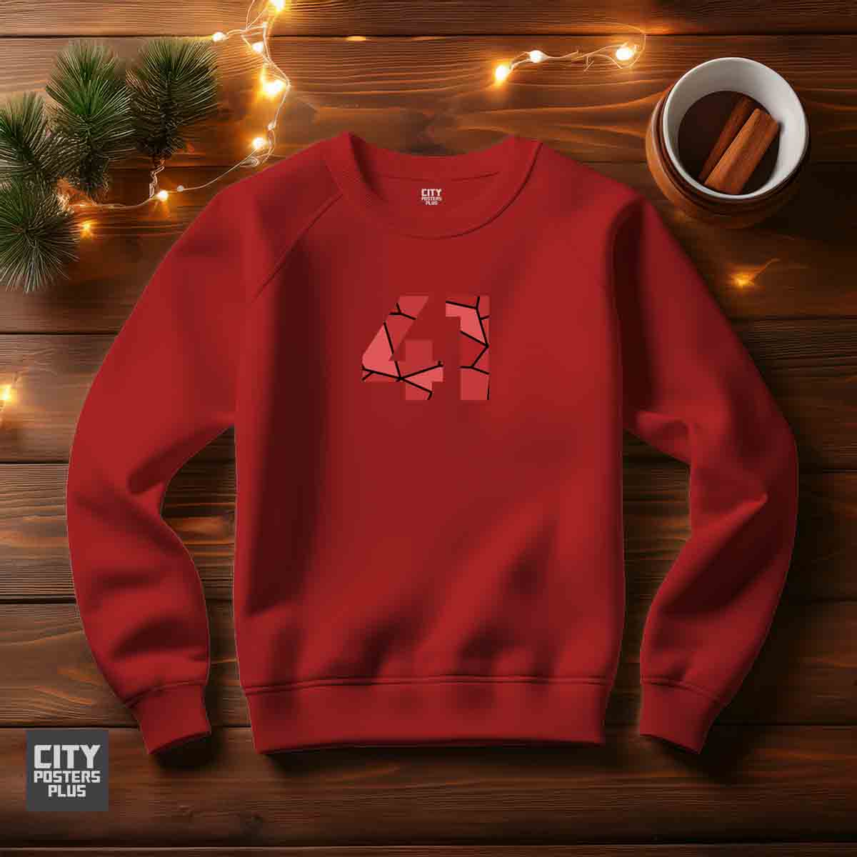 41 Number Unisex Sweatshirt (Red)  Premium Graphic Crewneck