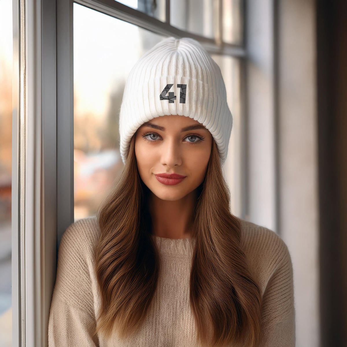 41 Number Beanie | Modern Numeric Knit Winter Hat | Beanies Plus by City Posters Plus