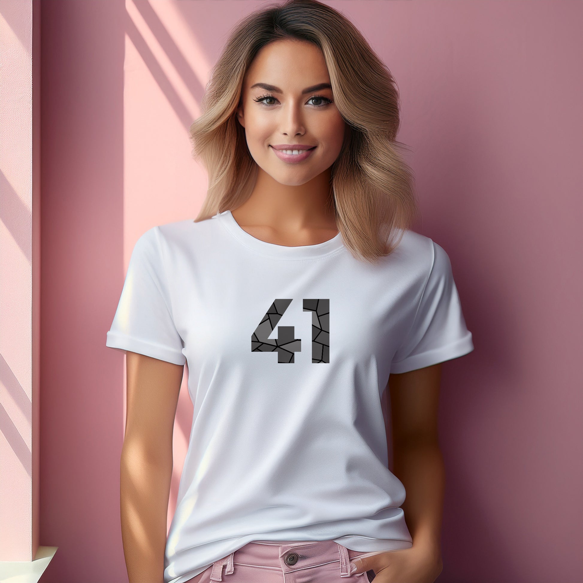 41 Number Women T-Shirt (White) | Stylish Numeric Graphic Tee