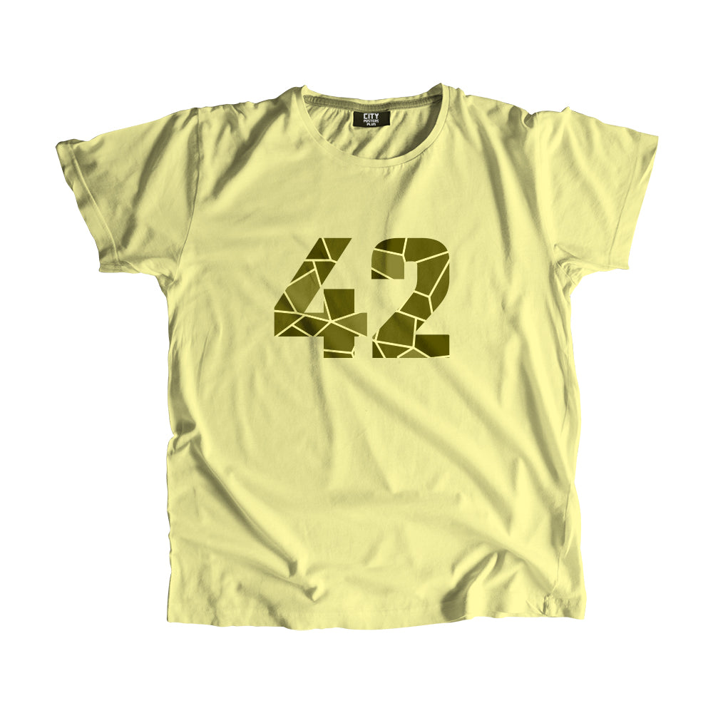 42 Number Men Unisex T-Shirt  (Butter Yellow)| Classic Numeric Graphic Tee