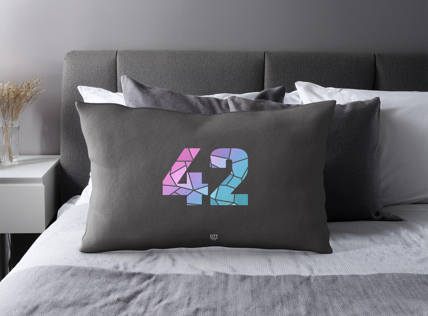 42 Number Square & Rectangle Pillow Cases | Modern Numeric Throw Pillow Covers | Print Deliver Plus by City Posters Plus