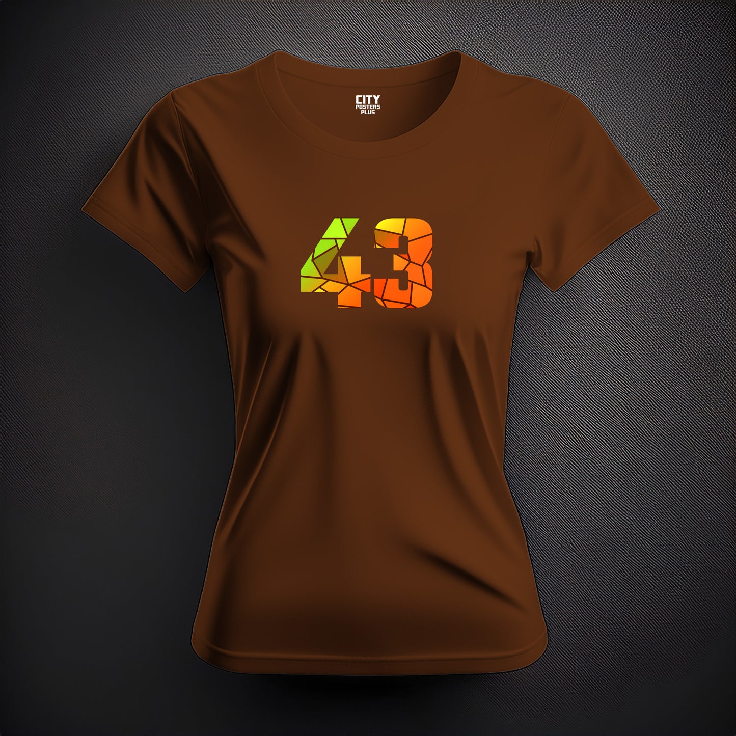 City Posters Plus 43 Number Women T-Shirt (Brown) | Stylish Numeric Graphic Tee