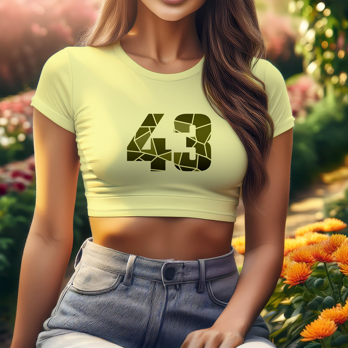 City Posters Plus 43 Number Women Crop Top (Butter Yellow)