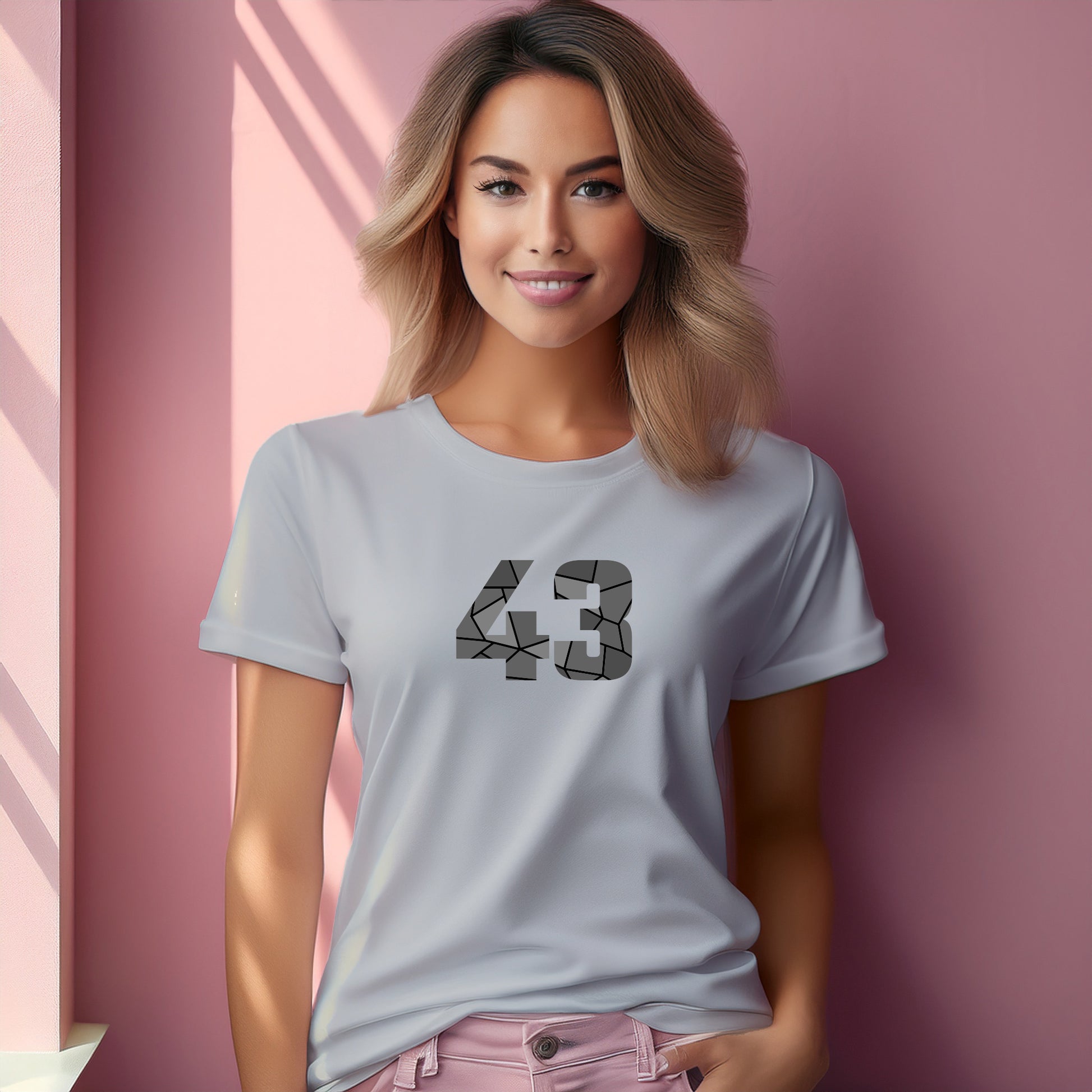 43 Number Women T-Shirt (Melange Grey) | Stylish Numeric Graphic Tee