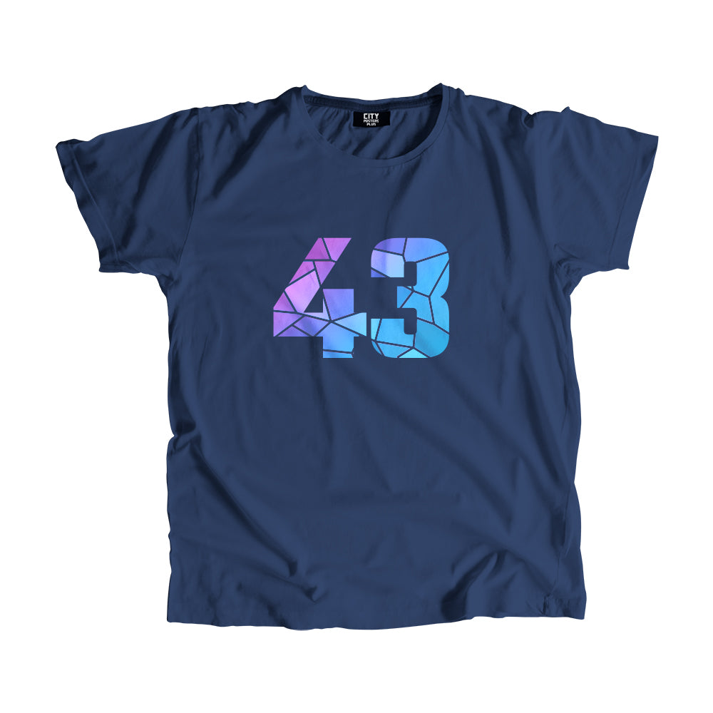 43 Number Men Unisex T-Shirt  (Navy Blue)| Classic Numeric Graphic Tee