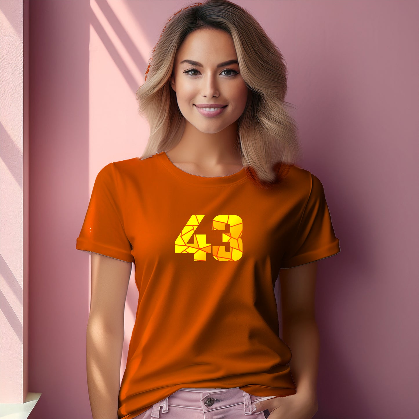 43 Number Women T-Shirt (Orange) | Stylish Numeric Graphic Tee