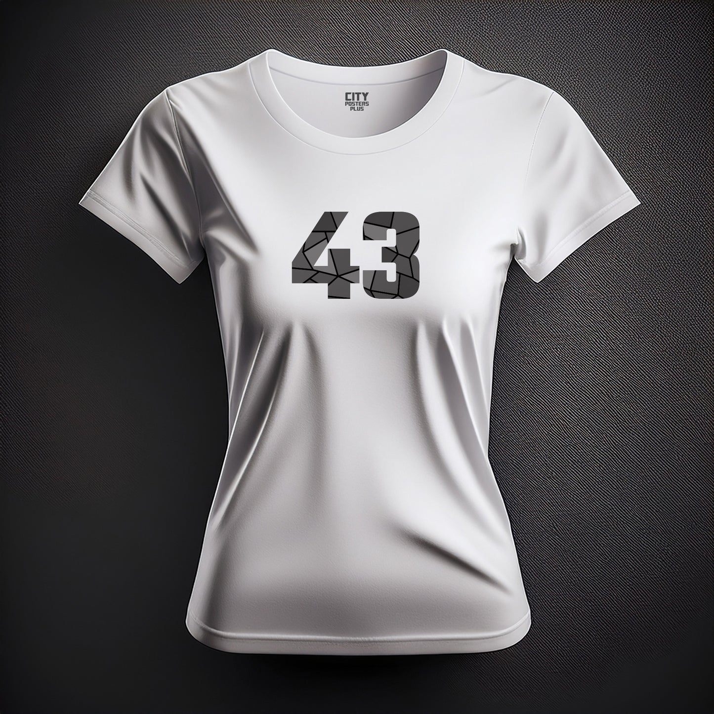 City Posters Plus 43 Number Women T-Shirt (White) | Stylish Numeric Graphic Tee