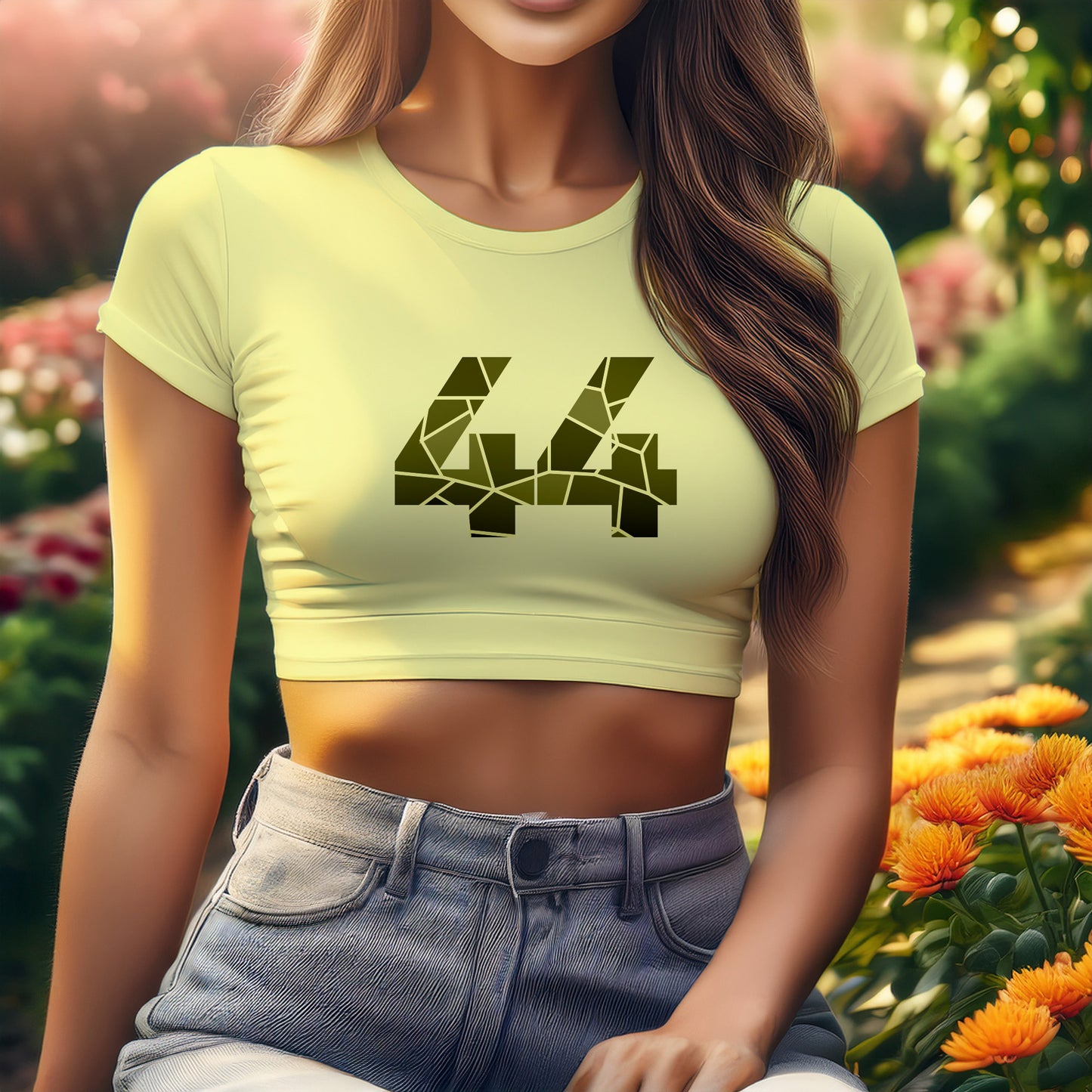 City Posters Plus 44 Number Women Crop Top (Butter Yellow)