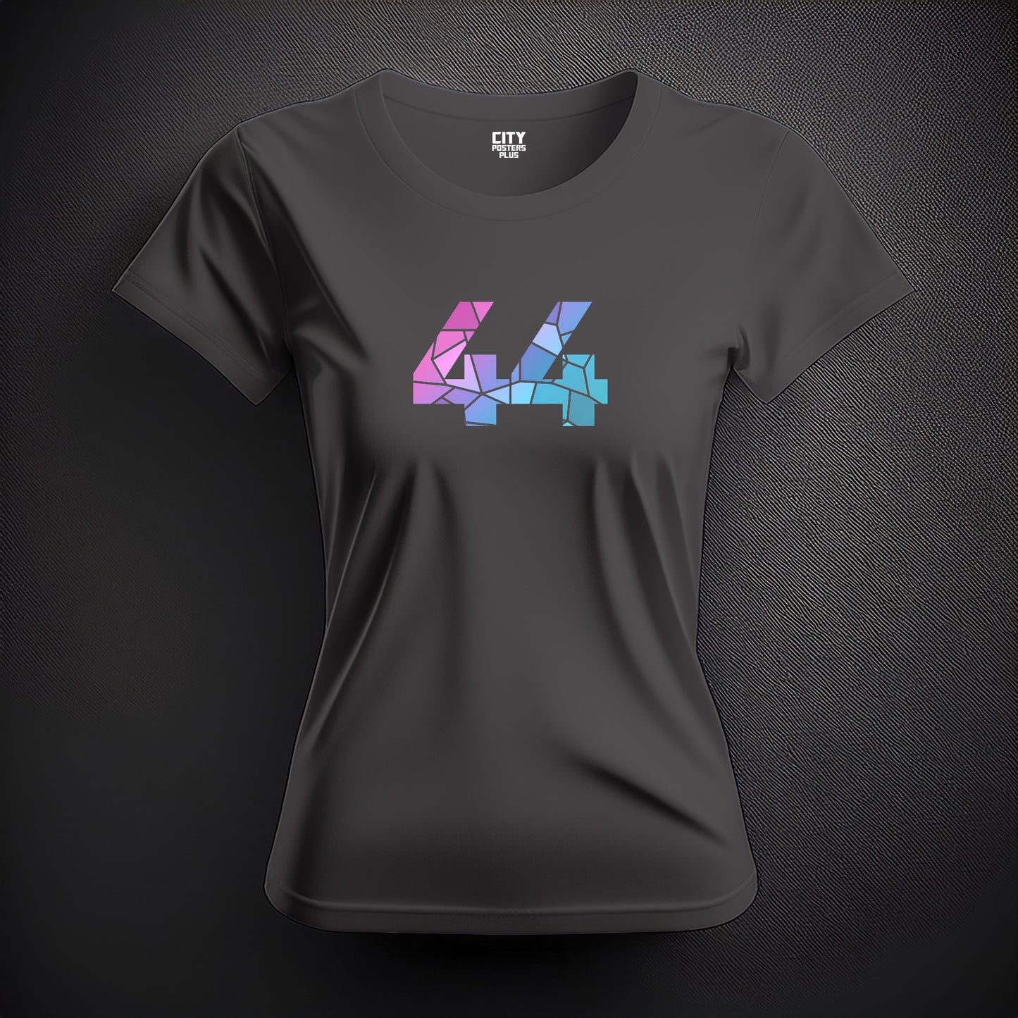 City Posters Plus 44 Number Women T-Shirt (Charcoal Grey) | Stylish Numeric Graphic Tee