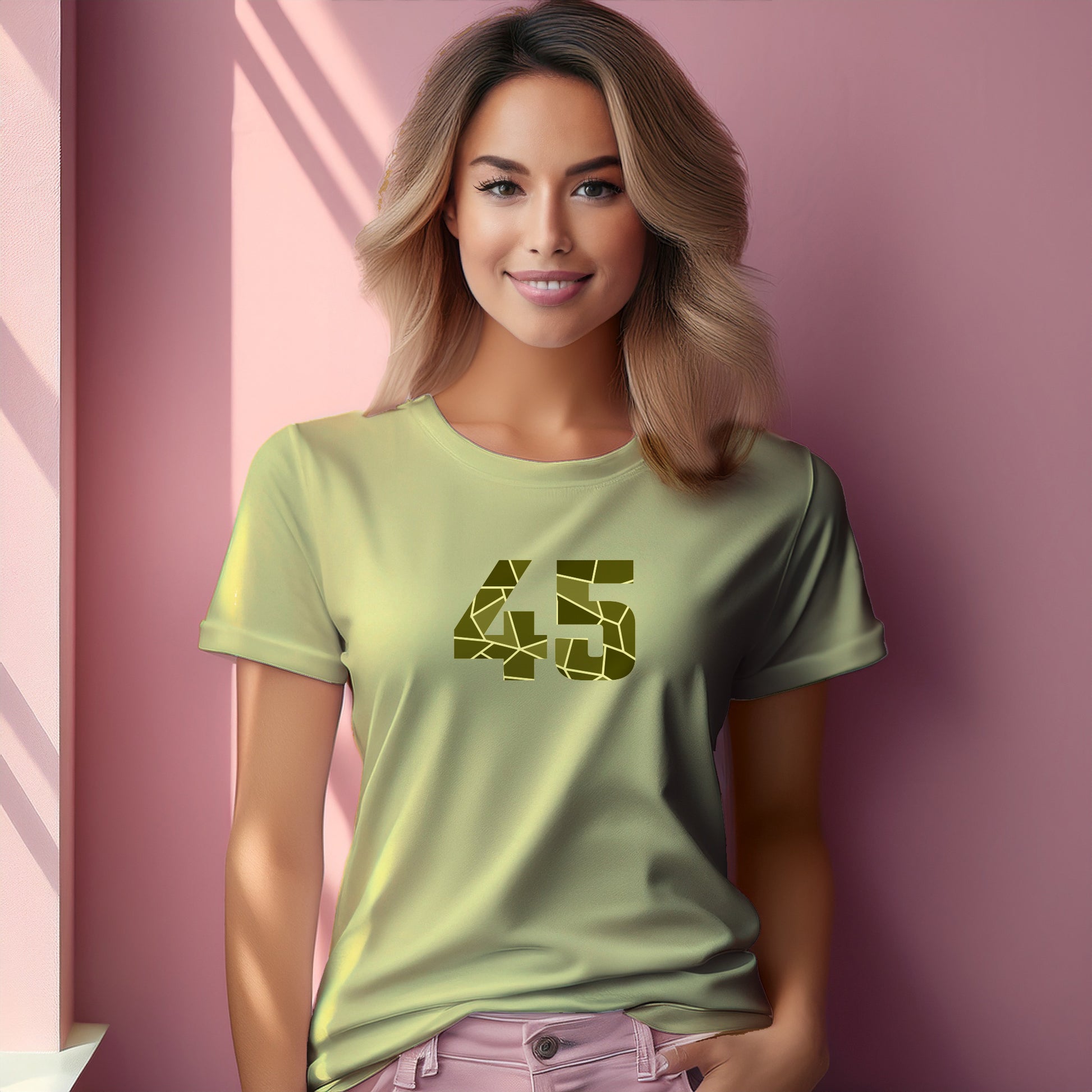 45 Number Women T-Shirt (Butter Yellow) | Stylish Numeric Graphic Tee