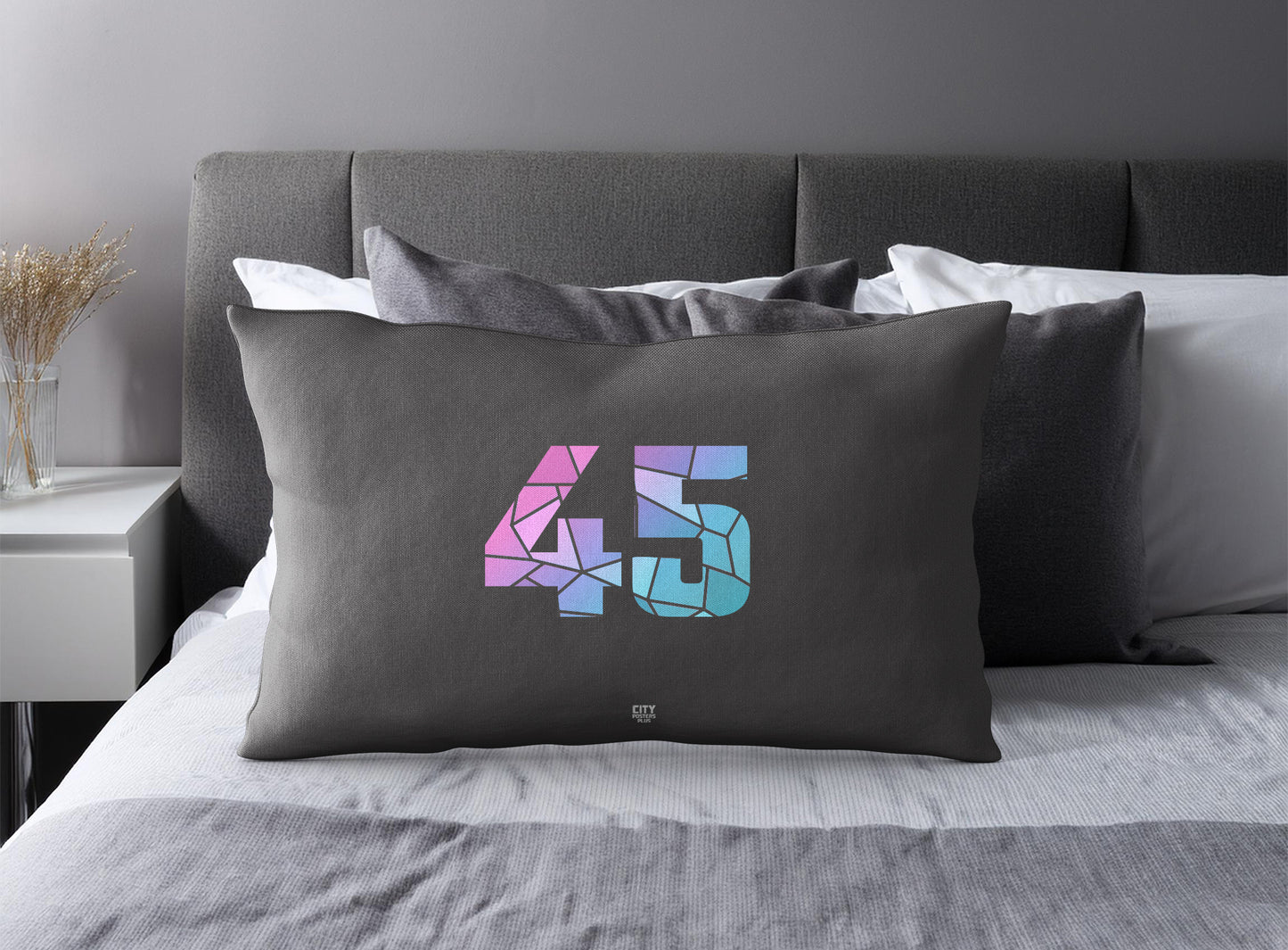 45 Number Square & Rectangle Pillow Cases | Modern Numeric Throw Pillow Covers | Print Deliver Plus by City Posters Plus
