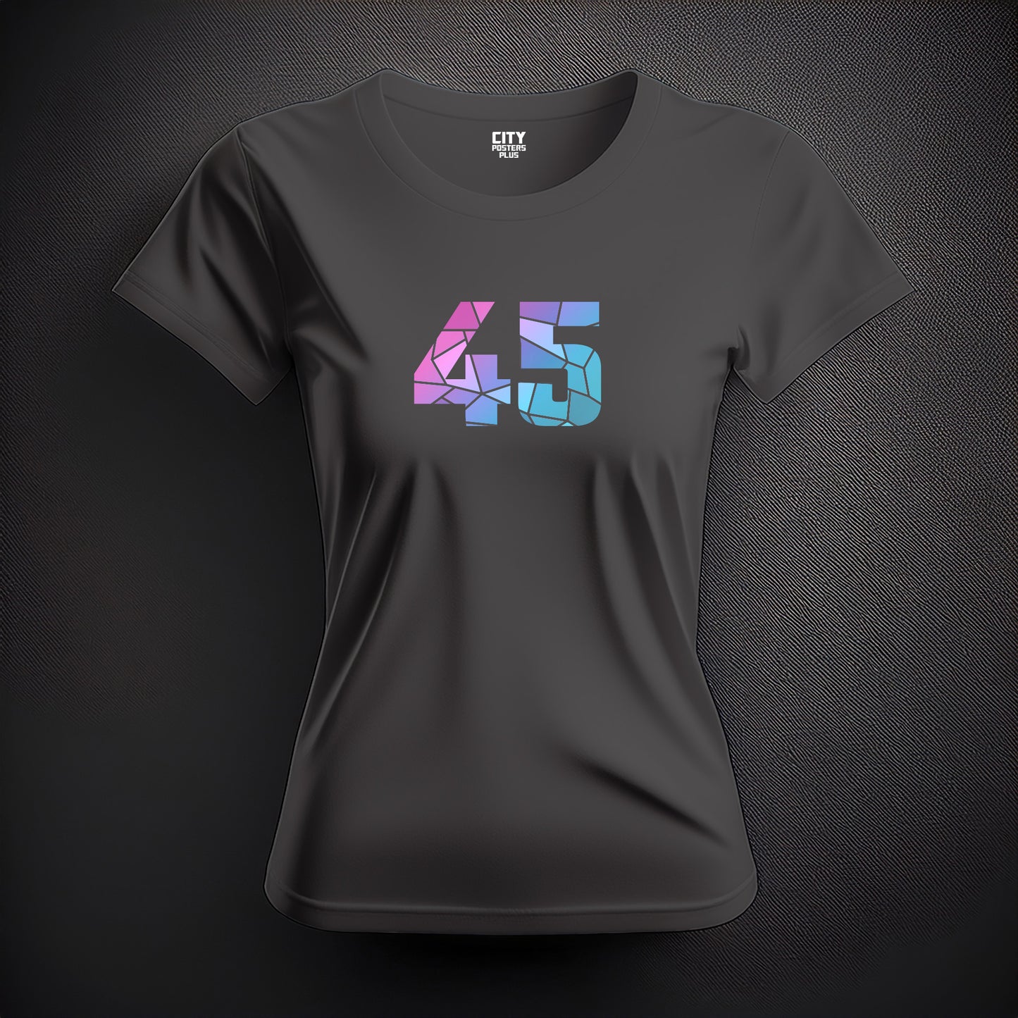 City Posters Plus 45 Number Women T-Shirt (Charcoal Grey) | Stylish Numeric Graphic Tee