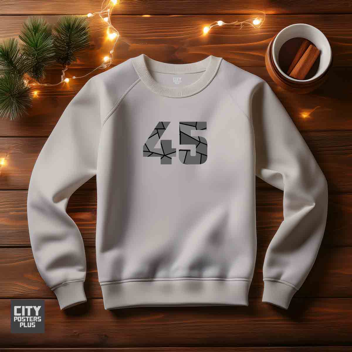 45 Number Unisex Sweatshirt (Melange Grey)  Premium Graphic Crewneck