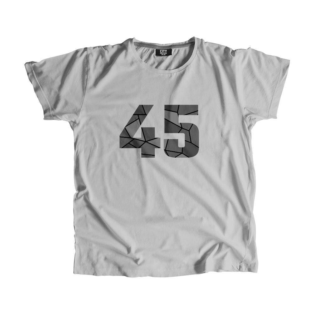 45 Number Men Unisex T-Shirt  (Melange Grey)| Classic Numeric Graphic Tee