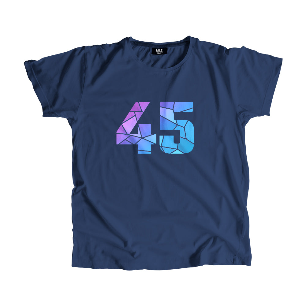 45 Number Men Unisex T-Shirt  (Navy Blue)| Classic Numeric Graphic Tee