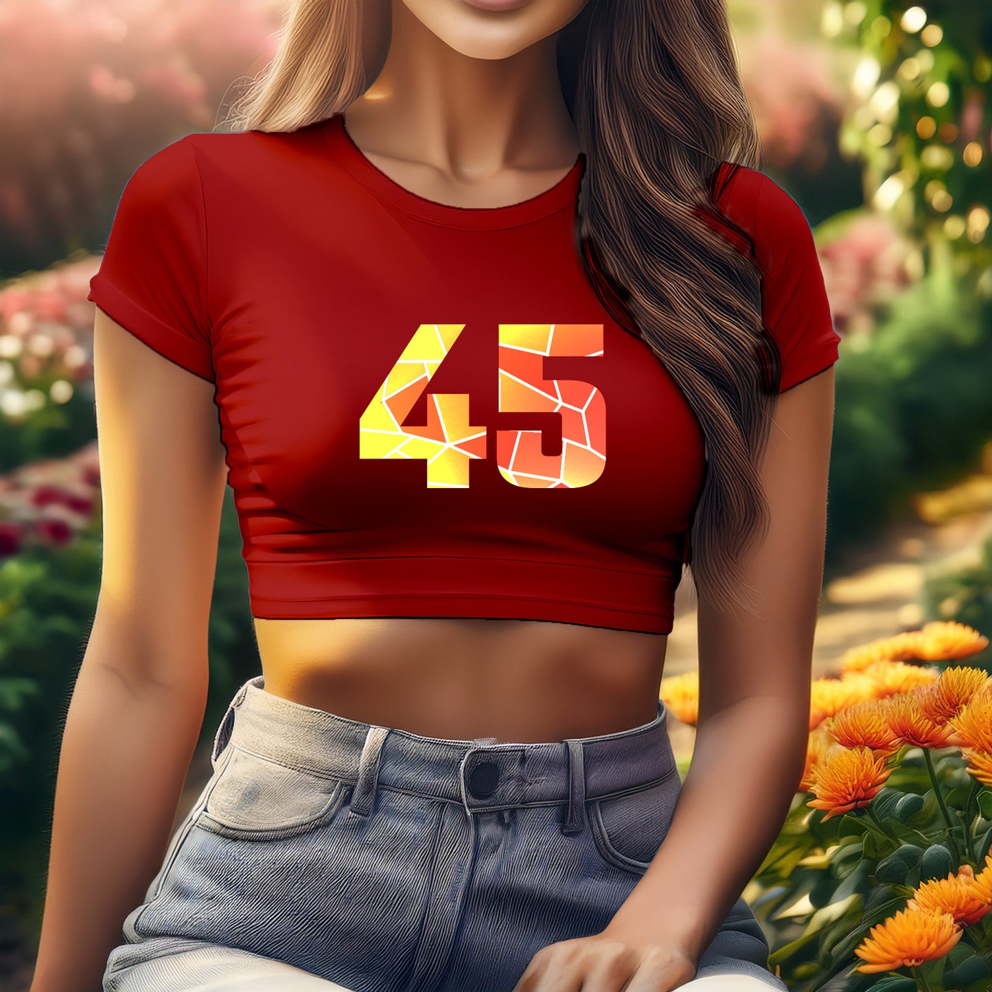 City Posters Plus 45 Number Women Crop Top (Red)