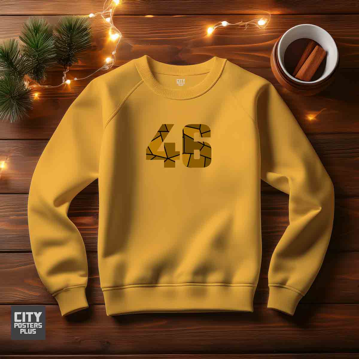 46 Number Unisex Sweatshirt (Golden Yellow)  Premium Graphic Crewneck