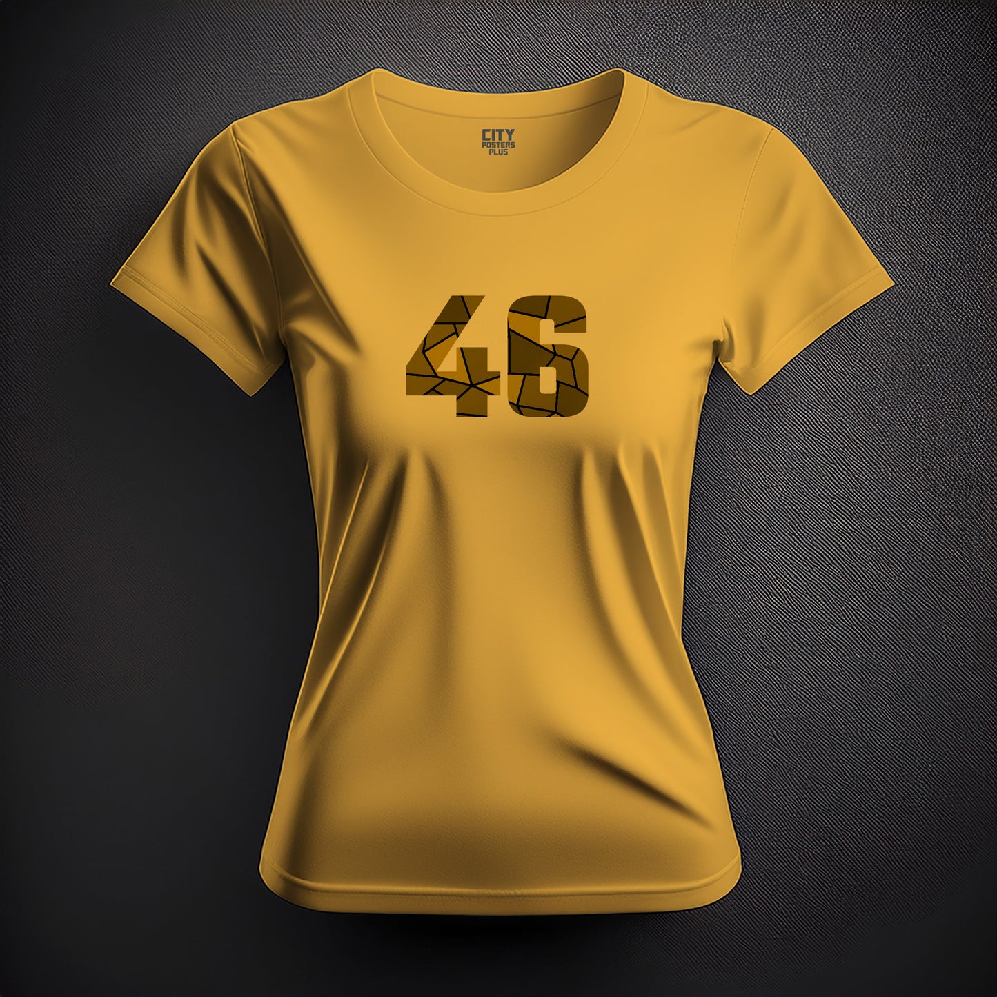 City Posters Plus 46 Number Women T-Shirt (Golden Yellow) | Stylish Numeric Graphic Tee