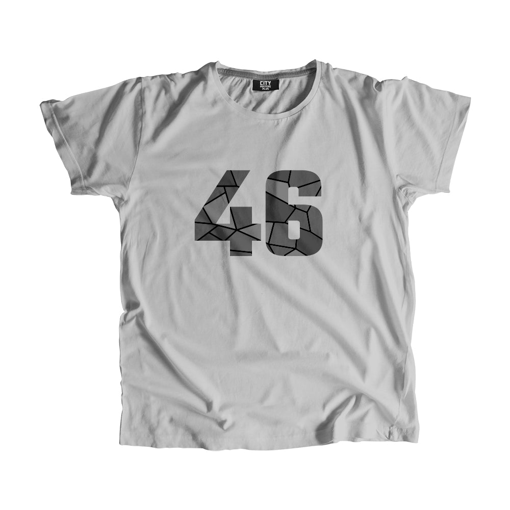 46 Number Men Unisex T-Shirt  (Melange Grey)| Classic Numeric Graphic Tee