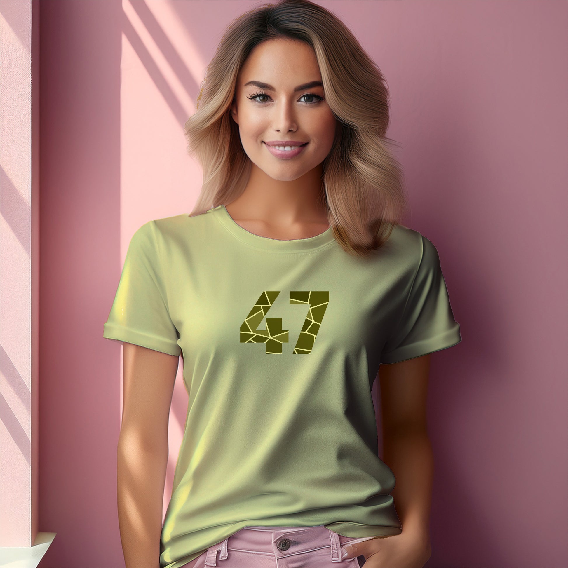 47 Number Women T-Shirt (Butter Yellow) | Stylish Numeric Graphic Tee