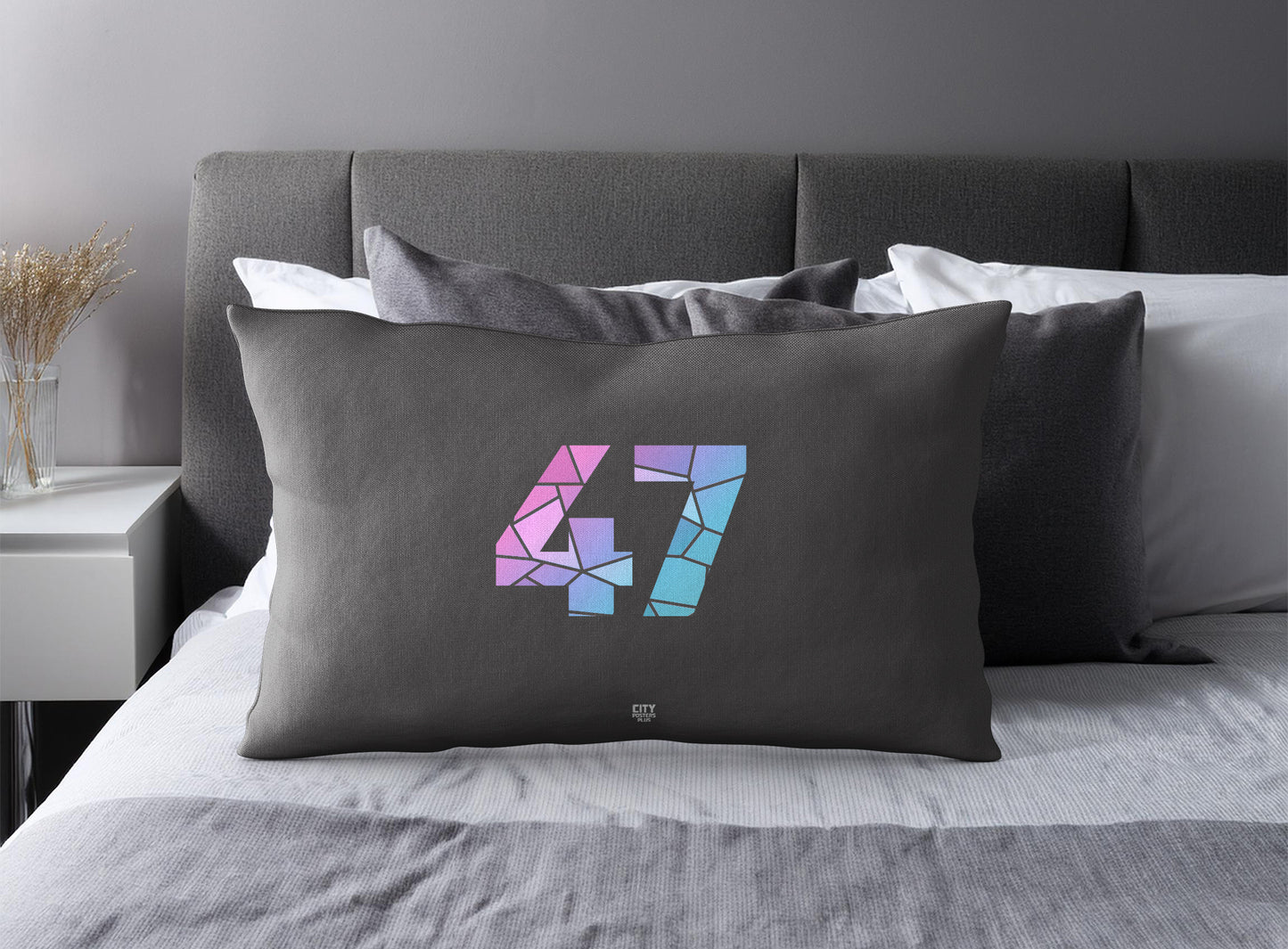 47 Number Square & Rectangle Pillow Cases | Modern Numeric Throw Pillow Covers | Print Deliver Plus by City Posters Plus