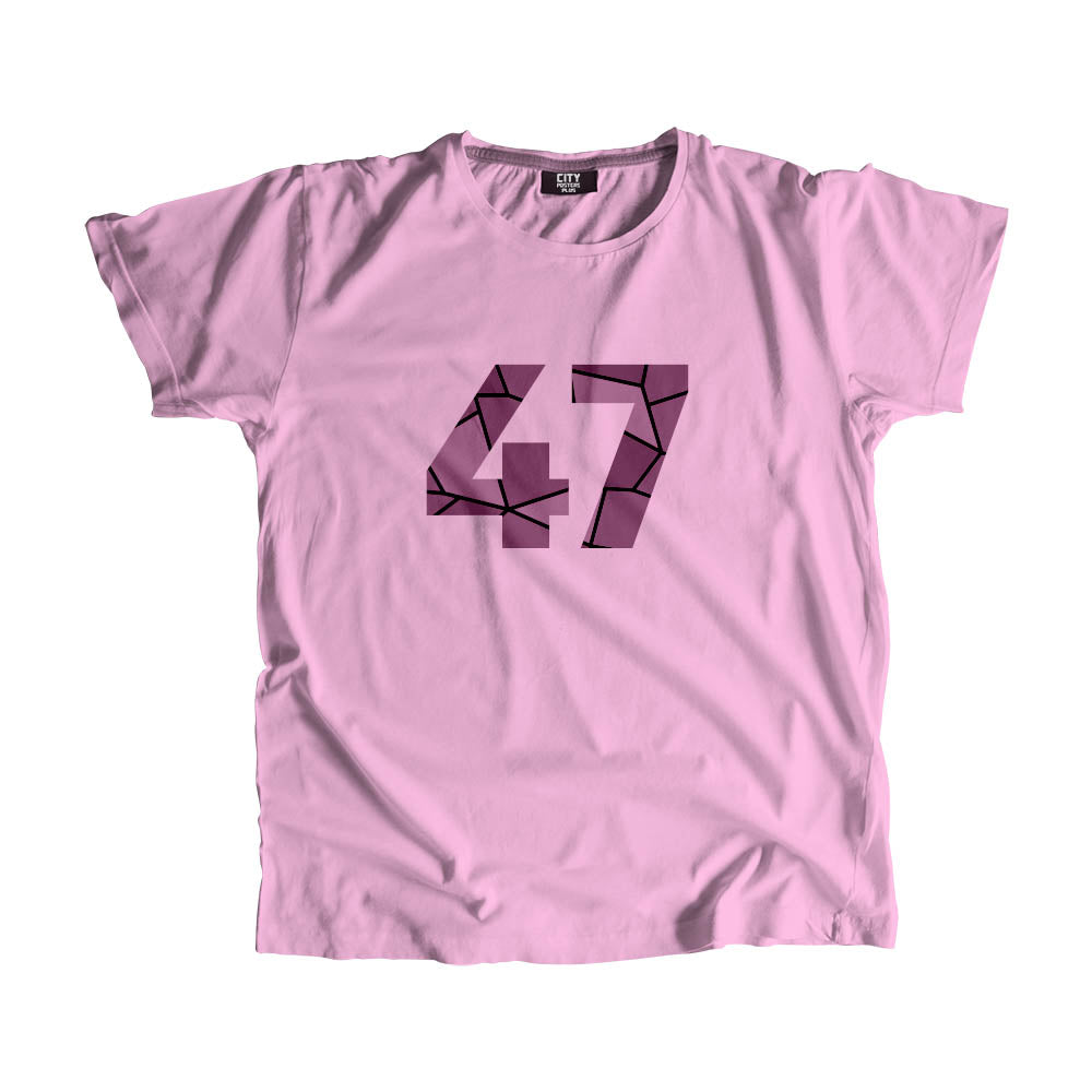 47 Number Men Unisex T-Shirt  (Light Pink)| Classic Numeric Graphic Tee