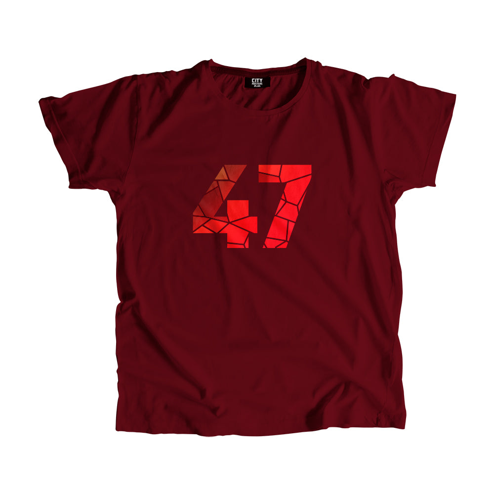 47 Number Men Unisex T-Shirt  (Maroon)| Classic Numeric Graphic Tee