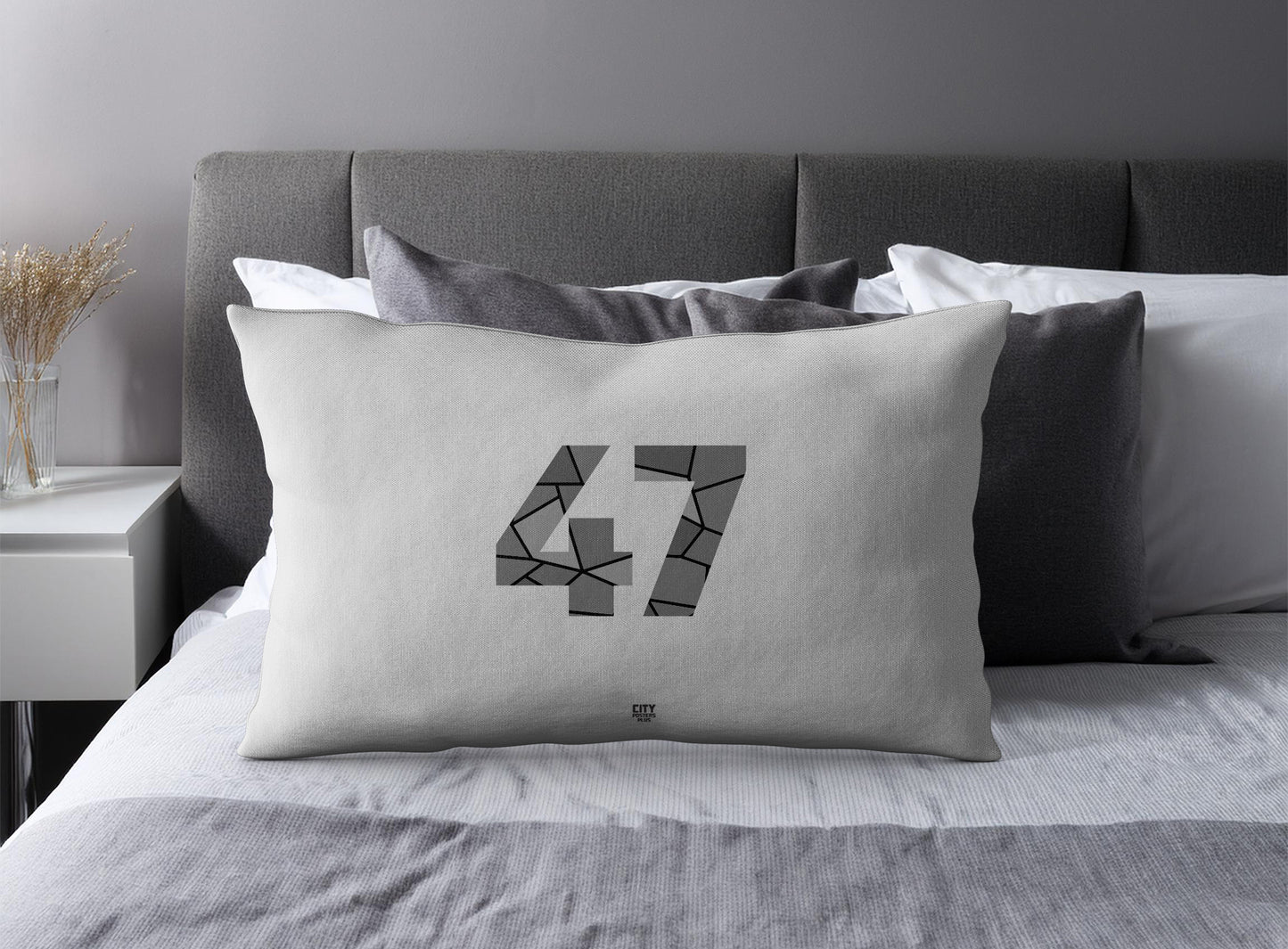 47 Number Square & Rectangle Pillow Cases | Modern Numeric Throw Pillow Covers | Print Deliver Plus by City Posters Plus