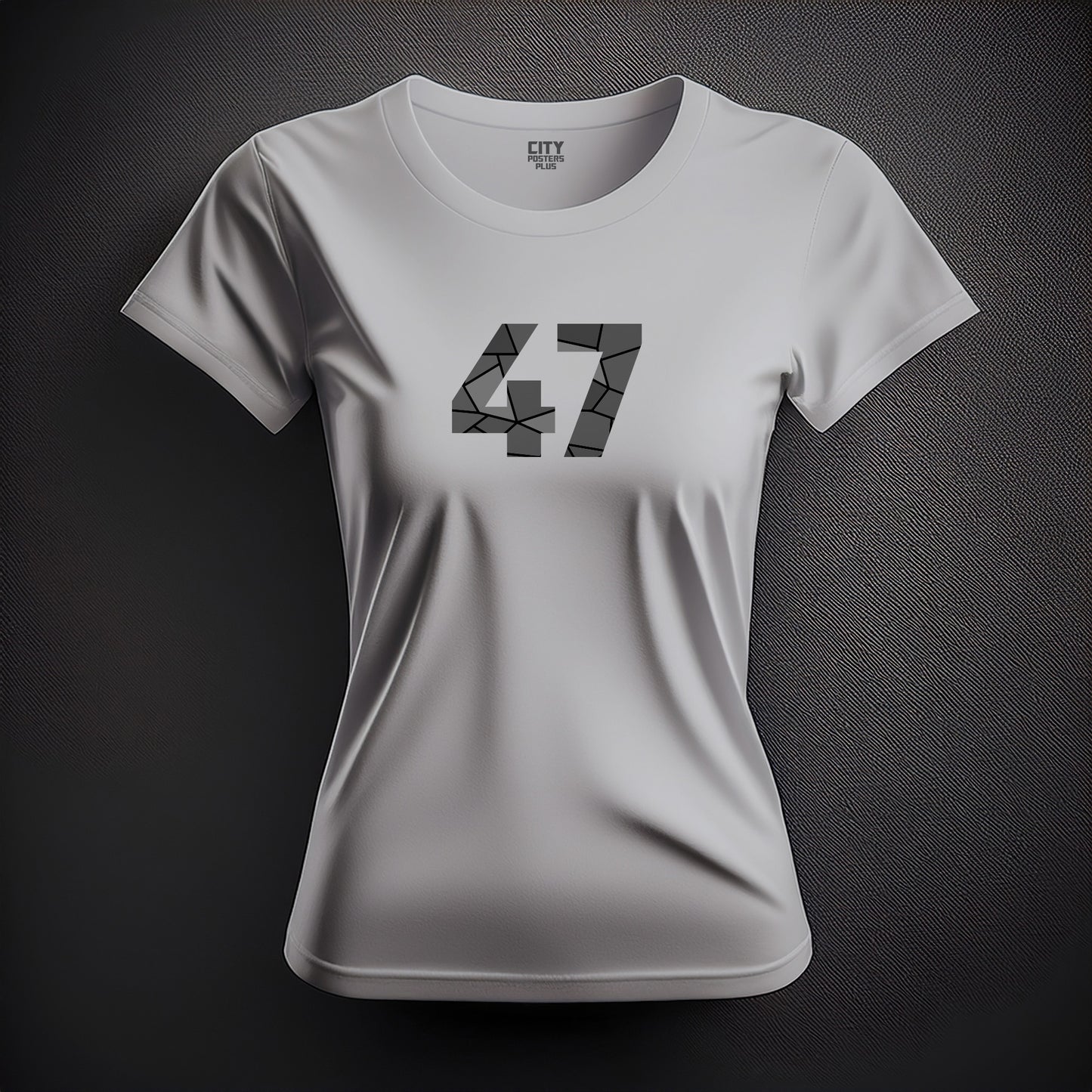 City Posters Plus 47 Number Women T-Shirt (Melange Grey) | Stylish Numeric Graphic Tee
