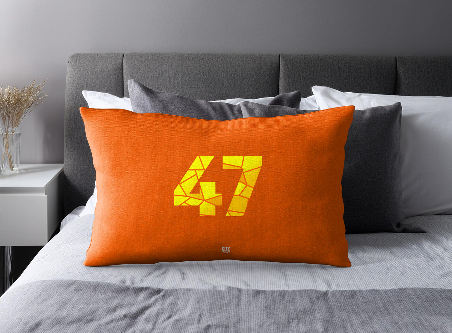 47 Number Square & Rectangle Pillow Cases | Modern Numeric Throw Pillow Covers | Print Deliver Plus by City Posters Plus