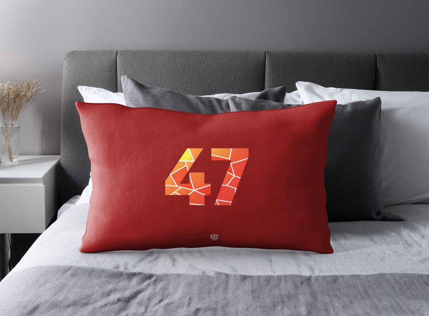 47 Number Square & Rectangle Pillow Cases | Modern Numeric Throw Pillow Covers | Print Deliver Plus by City Posters Plus