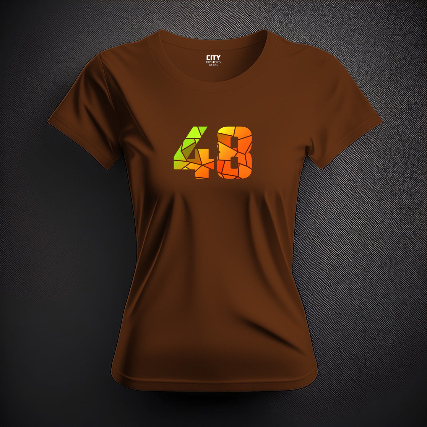 City Posters Plus 48 Number Women T-Shirt (Brown) | Stylish Numeric Graphic Tee