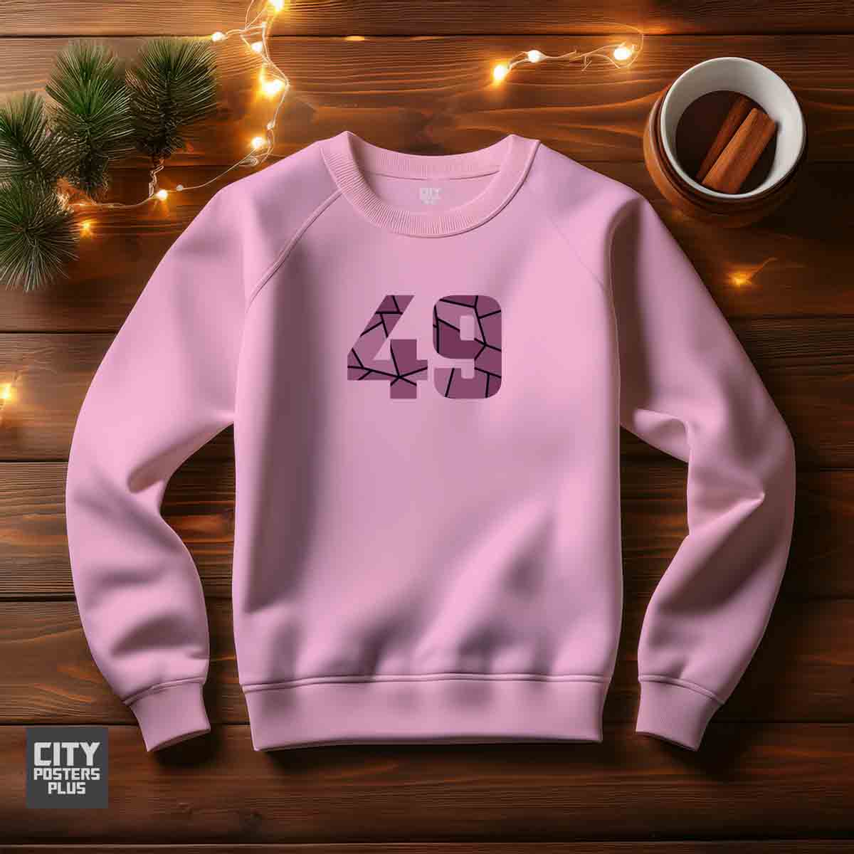 49 Number Unisex Sweatshirt (Light Pink)  Premium Graphic Crewneck
